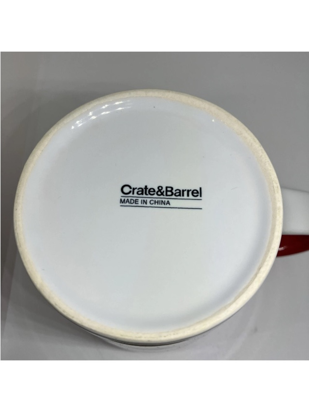 SET OF 2 Crate & Barrel Ceramic Coffee Mugs Red White Dipped Glaze 14oz Holidays - Picture 9 of 16